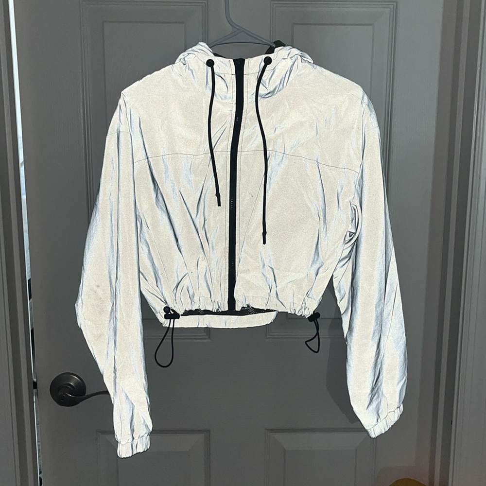 Reflective Olive Green Women's Hooded Jacket